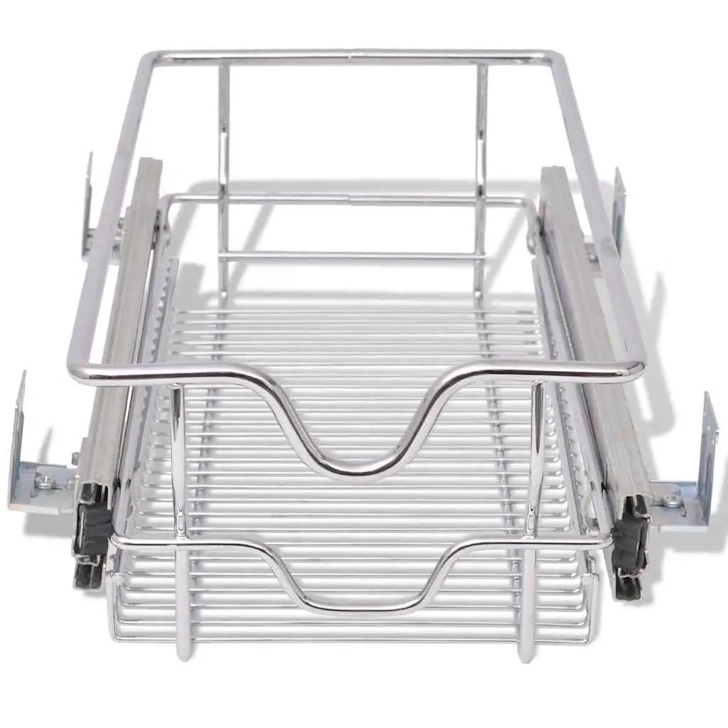 Pull-Out Wire Kitchen Baskets 2 pcs Silver 300mm Cabinet Organiser Storage
