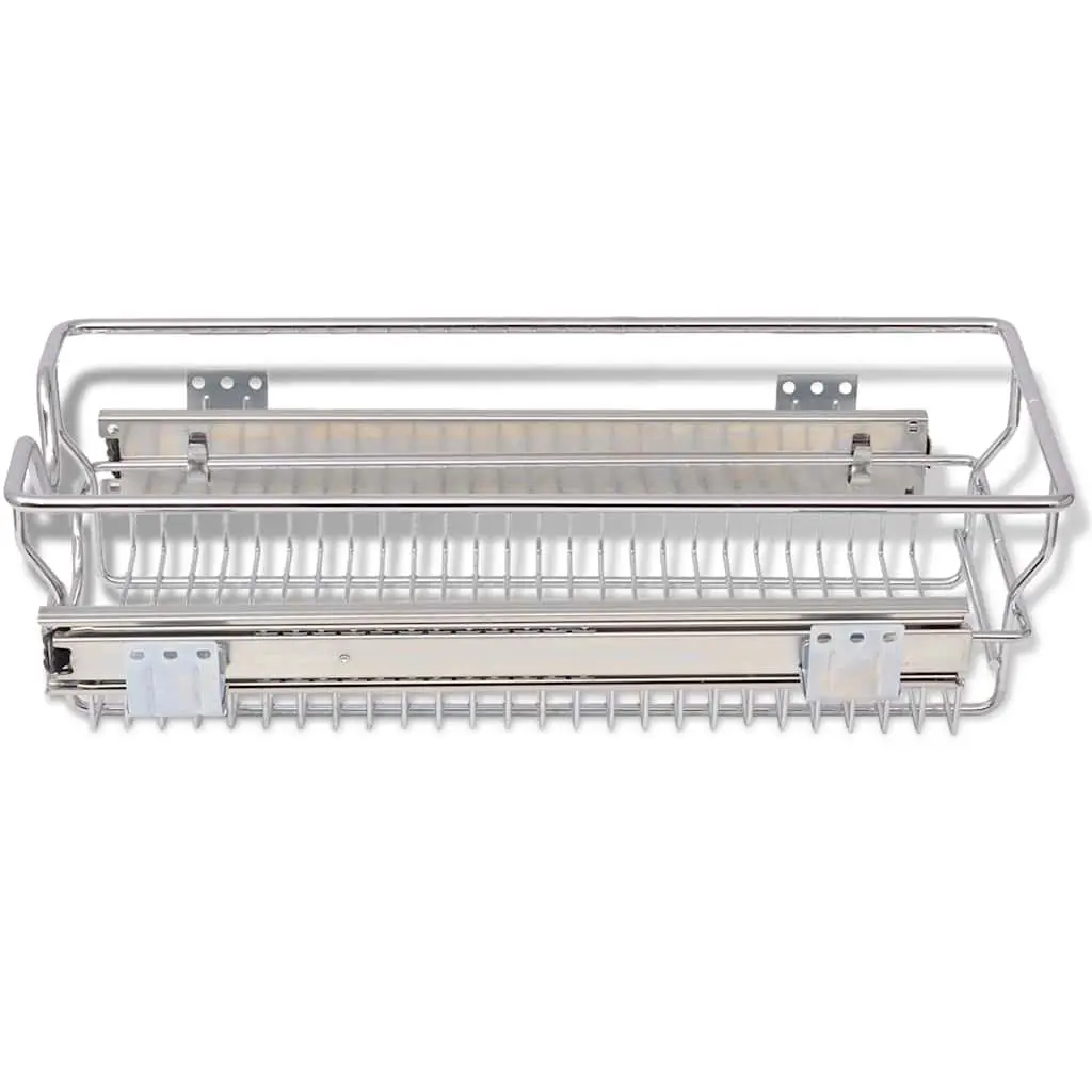 Pull-Out Wire Kitchen Baskets 2 pcs Silver 300mm Cabinet Organiser Storage