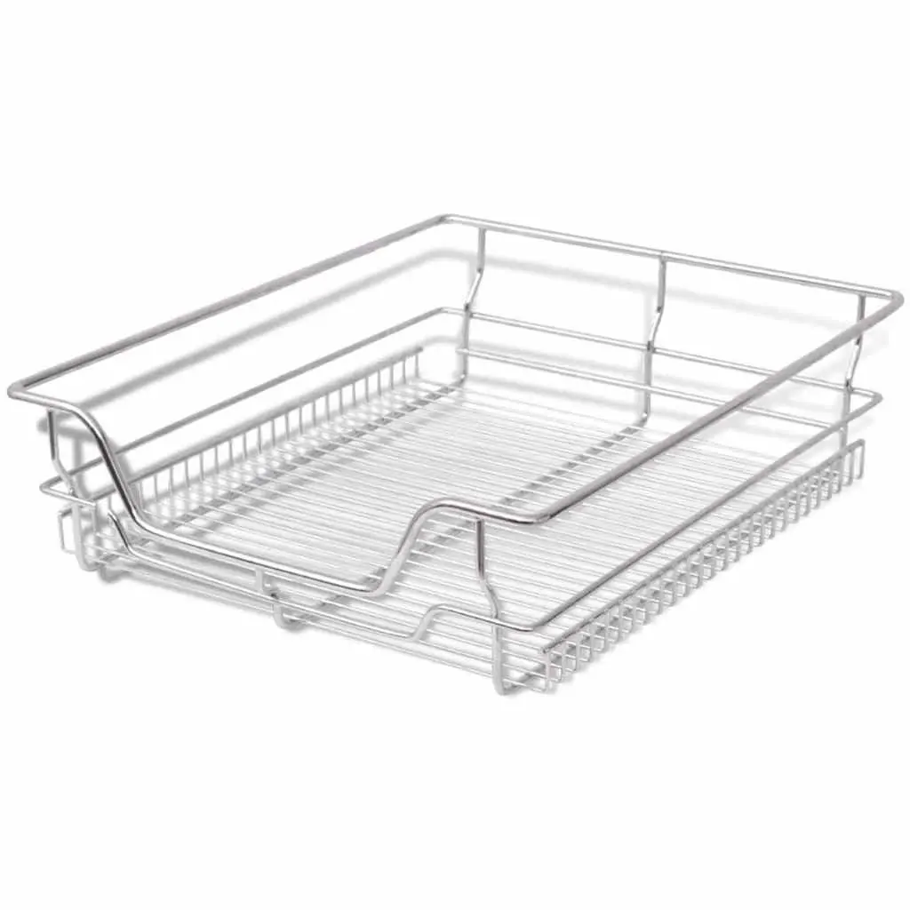 Pull-Out Wire Baskets 2 pcs Kitchen Cabinet Drawer Organiser Storage Silver