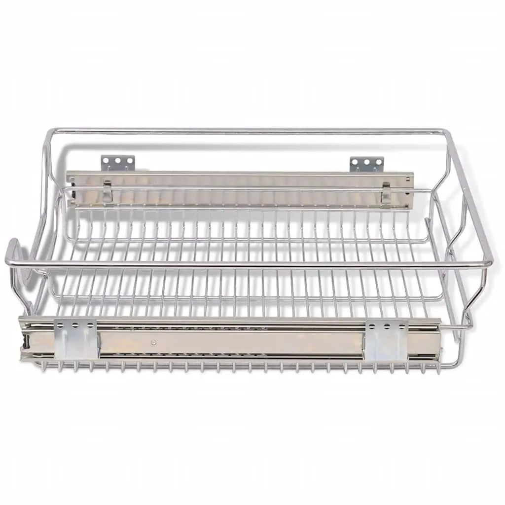 Pull-Out Wire Baskets 2 pcs Kitchen Cabinet Drawer Organiser Storage Silver