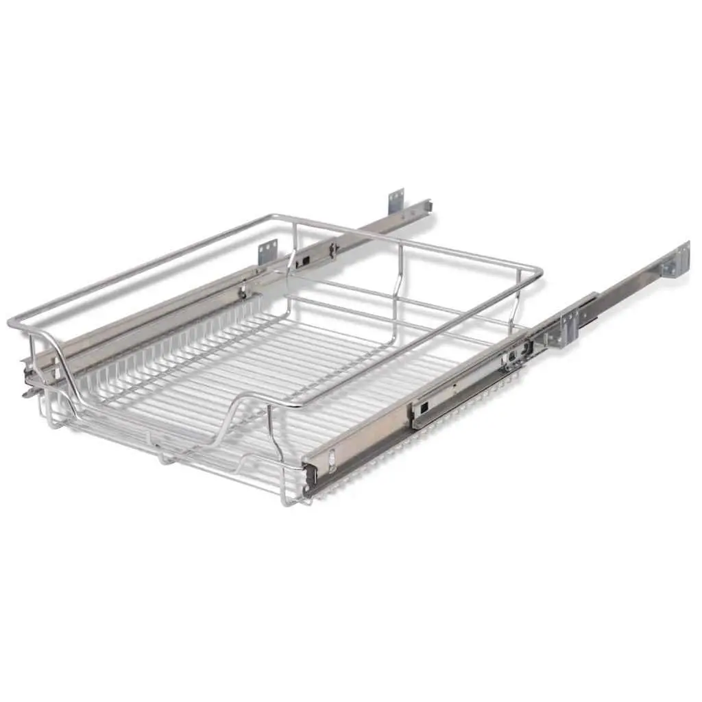 Pull-Out Wire Baskets 2 pcs Kitchen Cabinet Drawer Organiser Storage Silver