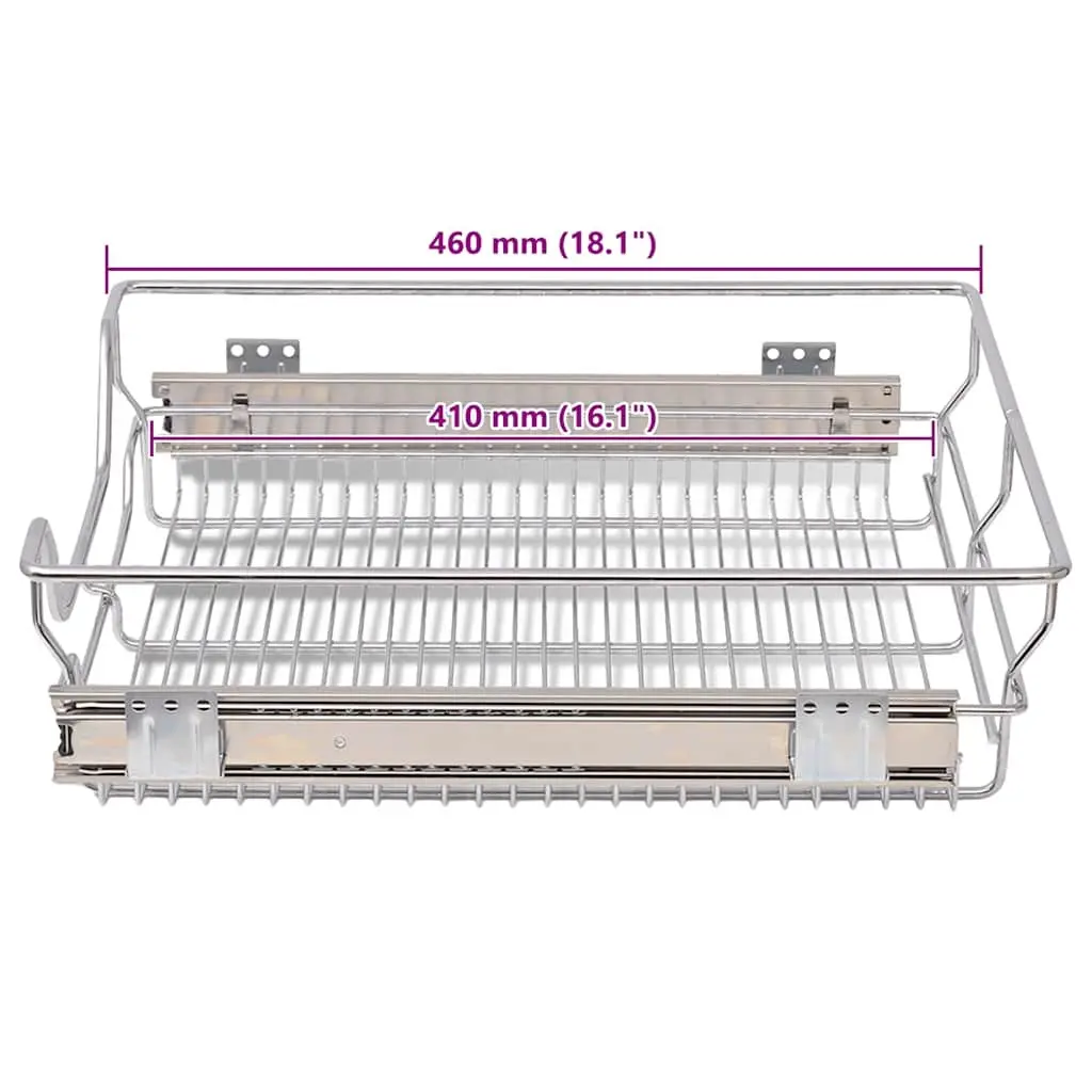 Pull-Out Wire Baskets 2 pcs Kitchen Cabinet Drawer Organiser Storage Silver