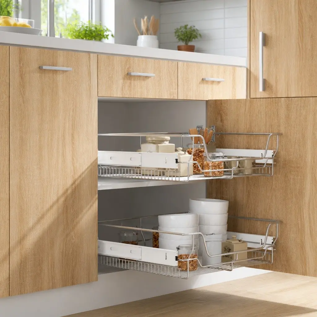Pull-Out Wire Baskets 600 mm for Kitchen Storage