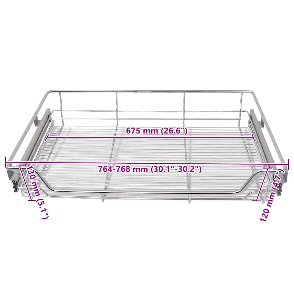 2 pcs Pull-Out Wire Baskets 800 mm Silver