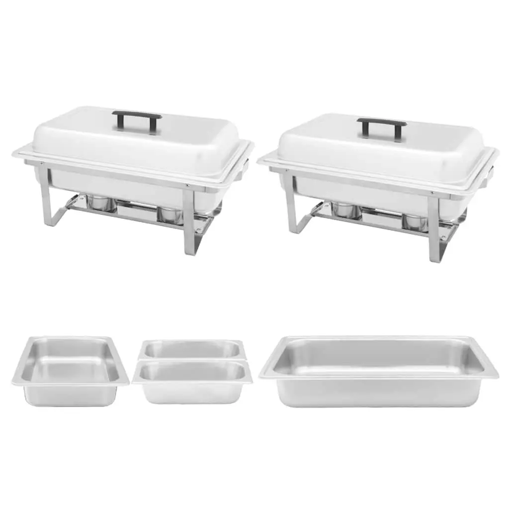 Chafing Dish Set 2 Piece Stainless Steel Food Warmer Catering Use