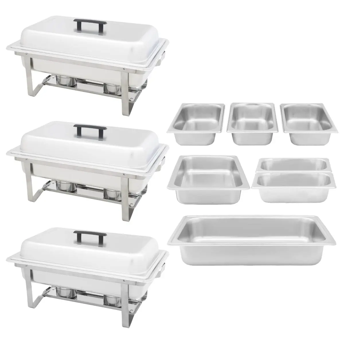 Chafing Dish Set 3 Piece Stainless Steel Food Warmer Gastronorm Catering