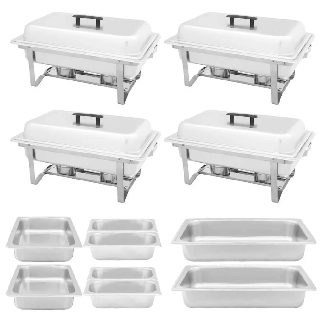 Chafing Dish Set 4 Piece Stainless Steel Food Warmer for Catering and Restaurant Use