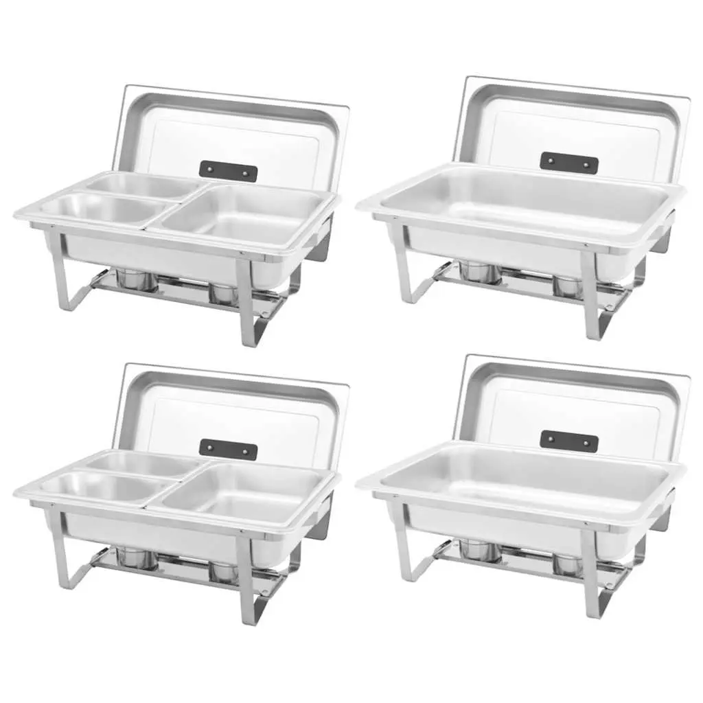 Chafing Dish Set 4 Piece Stainless Steel Food Warmer for Catering and Restaurant Use