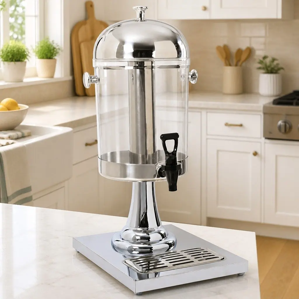 8L Juice Dispenser with Tap, Stainless Steel & Plastic