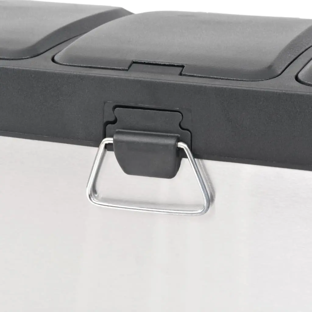 Recycling Pedal Bin Kitchen Rubbish Bin Stainless Steel 24L Waste Sorting 3 Bins