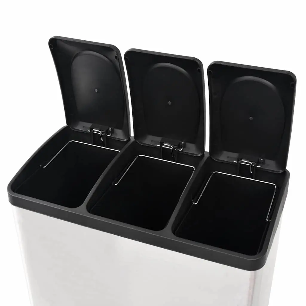 3-Compartment Recycling Pedal Bin