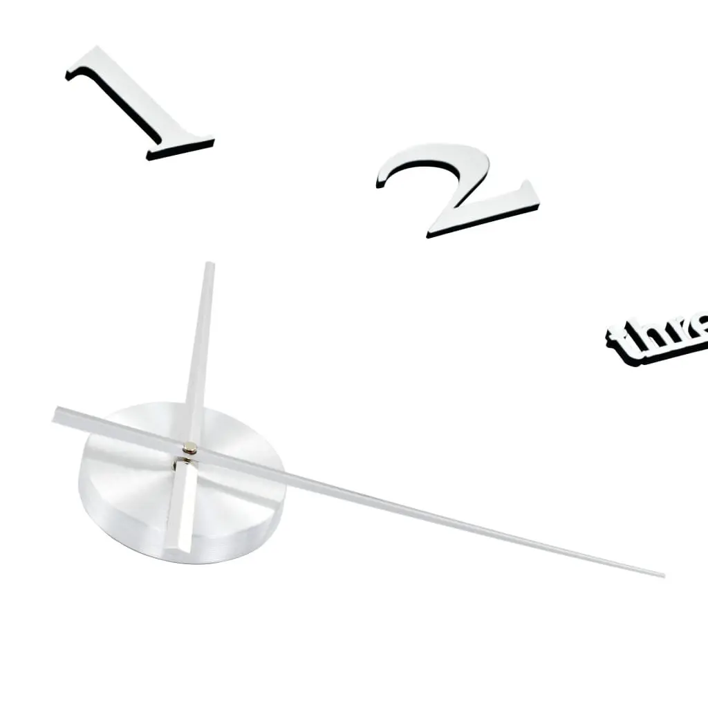 3D Wall Clock Home Décor Extra Large Silver DIY Adjustable Size