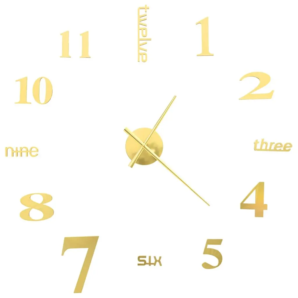 3D Wall Clock Modern Design XXL 100cm Gold Decor Focal Point Living Room