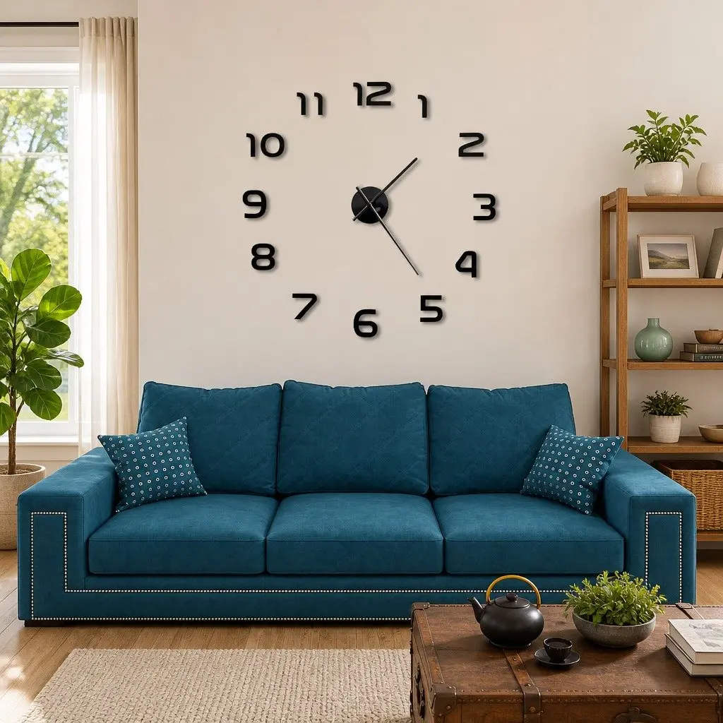 3D Wall Clock Home Decor XXL Large Black