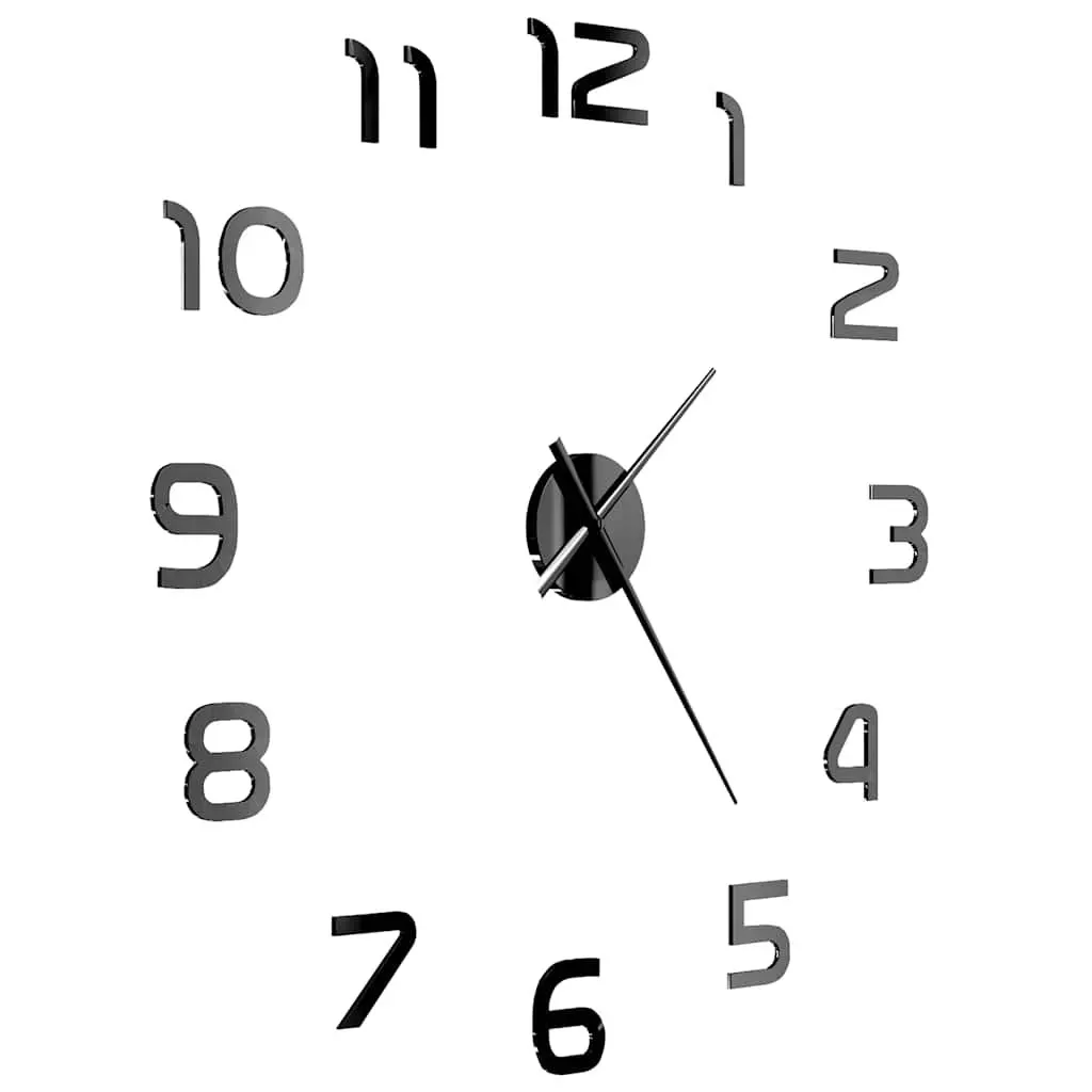 3D Wall Clock Home Decor XXL Large Black