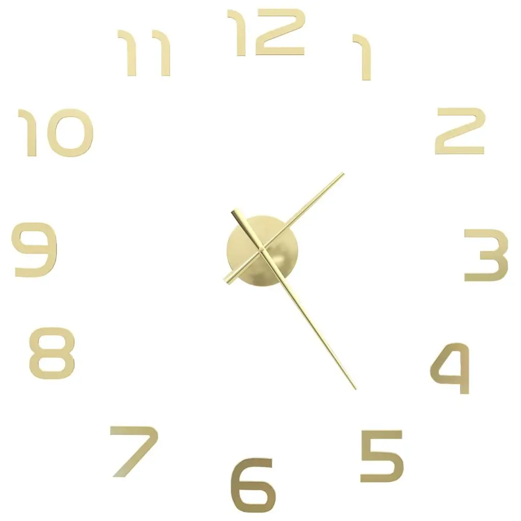 3D Wall Clock for Room XXL 100cm Gold Decor