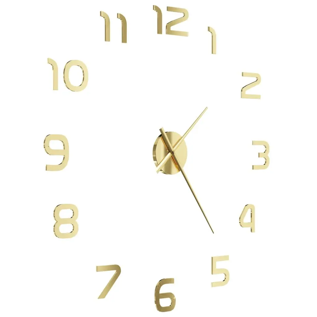 3D Wall Clock for Room XXL 100cm Gold Decor