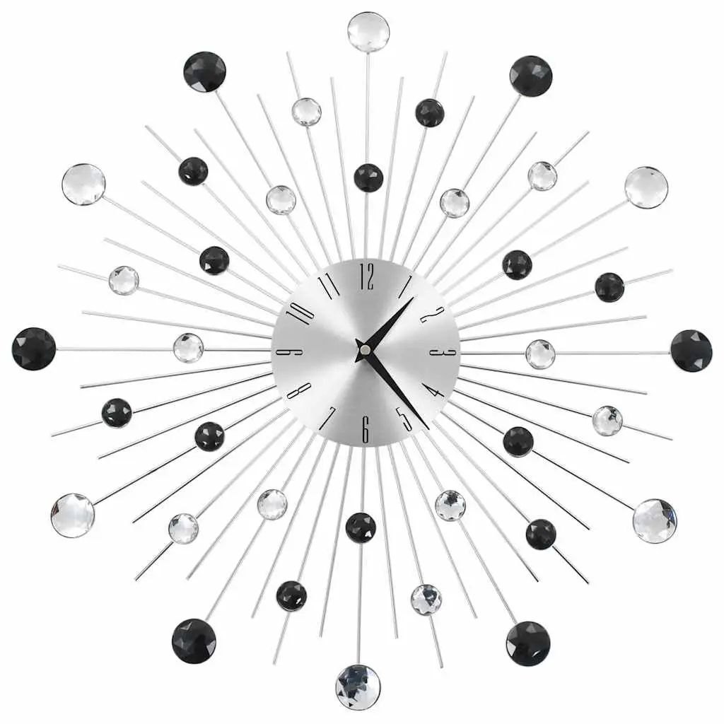 Wall Clock 50cm Silver Modern Design Quartz Movement Home Decor Hanging