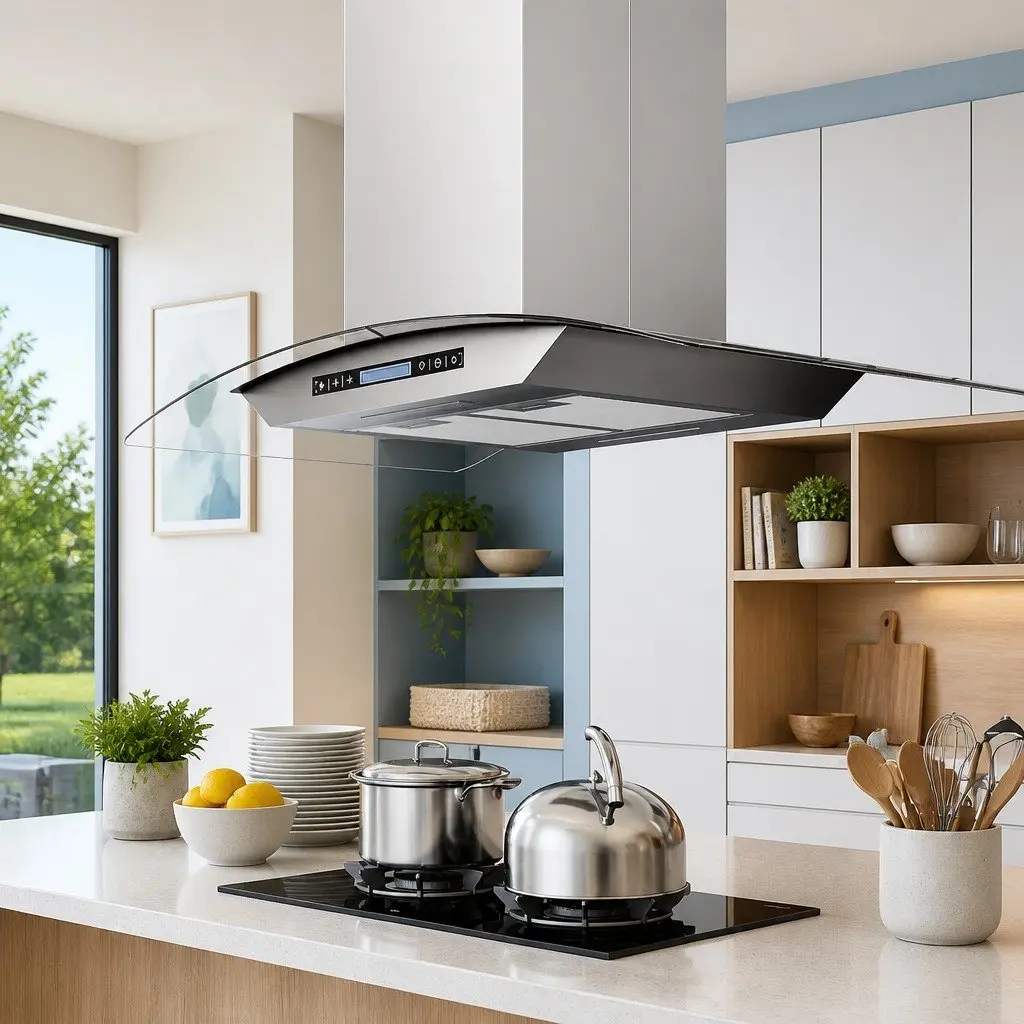 90cm LCD Touch Sensor Island Range Hood
