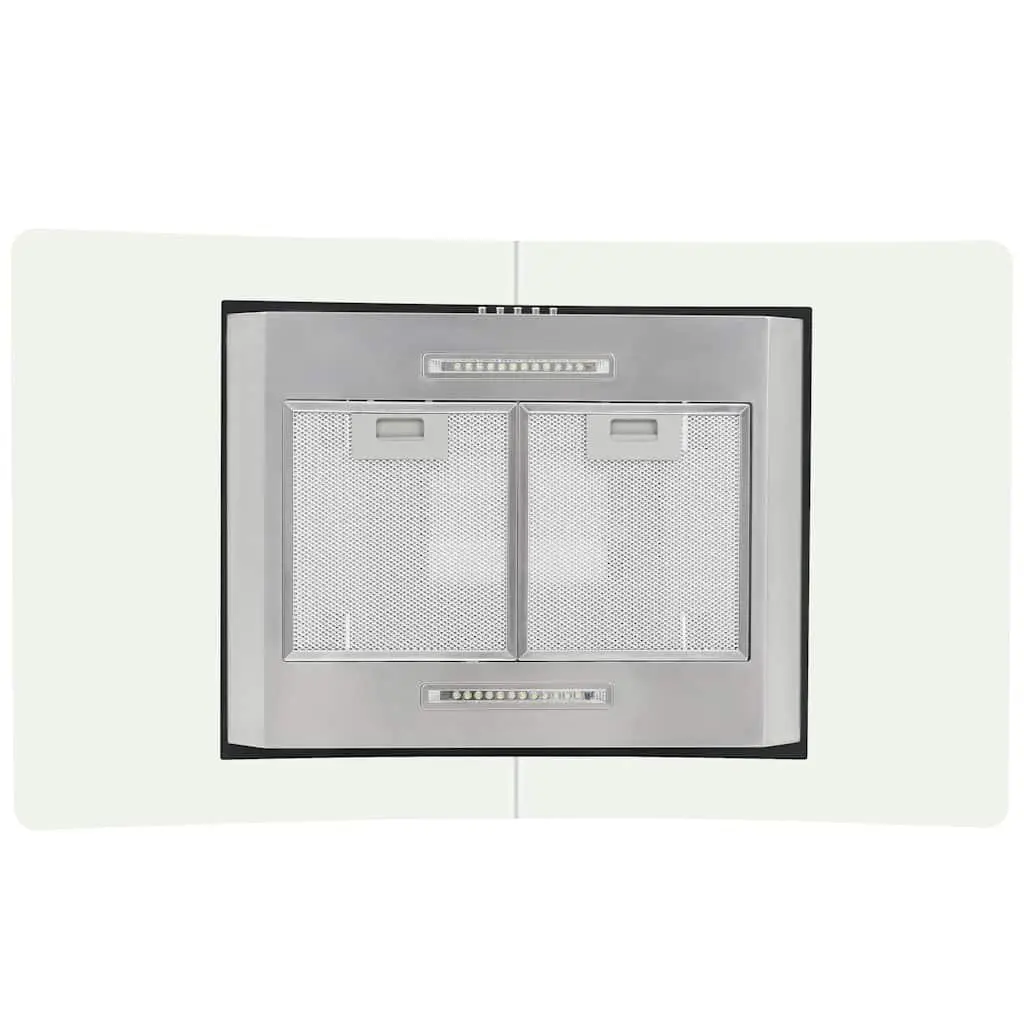 Island Range Hood Kitchen 90cm Stainless Steel Curved Glass Canopy LED Lights