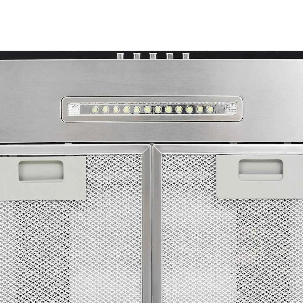 Island Range Hood Kitchen 90cm Stainless Steel Curved Glass Canopy LED Lights