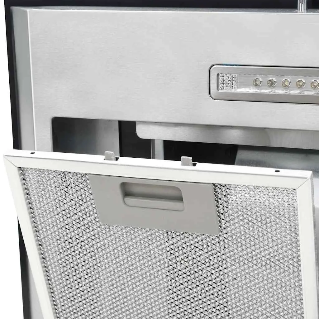 Island Range Hood Kitchen 90cm Stainless Steel Curved Glass Canopy LED Lights