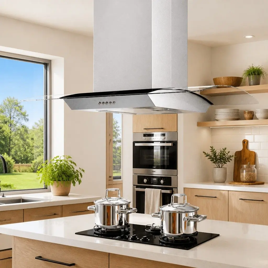 90cm Island Range Hood in Silver