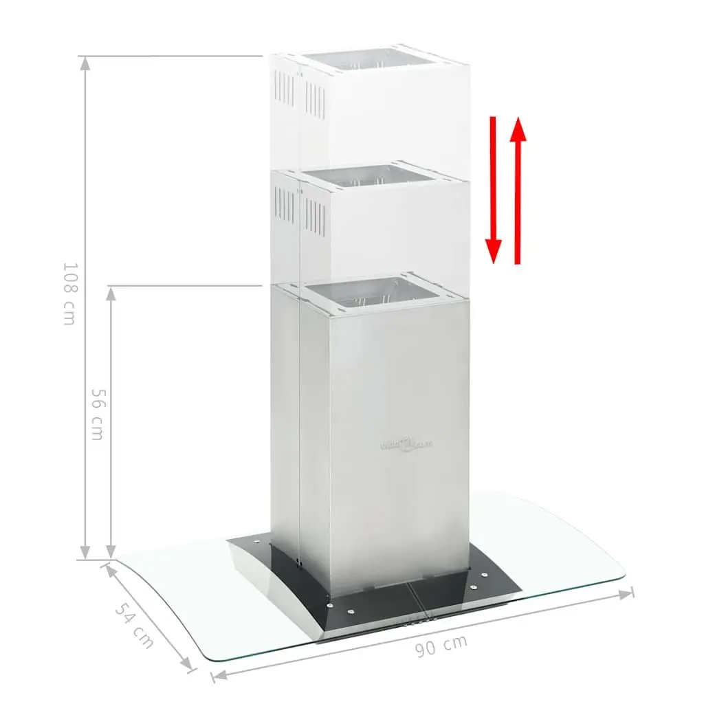 90cm Island Range Hood in Silver
