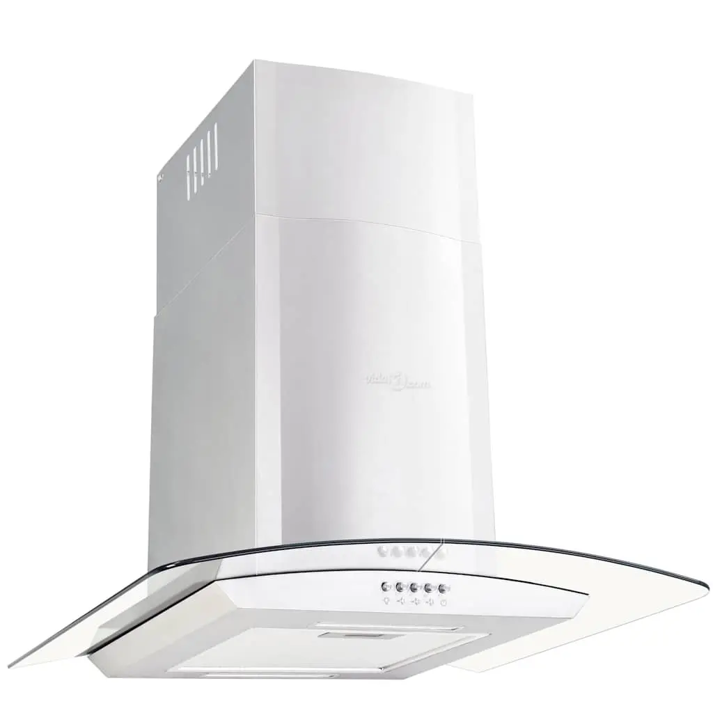 Wall Mounted Range Hood 60cm Silver Stainless Steel Curved Glass Chimney LED