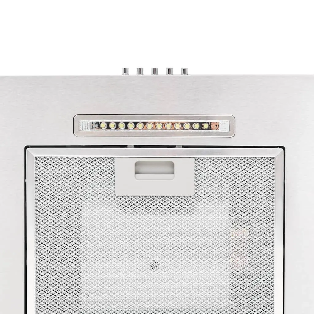 Wall Mounted Range Hood 60cm Silver Stainless Steel Curved Glass Chimney LED