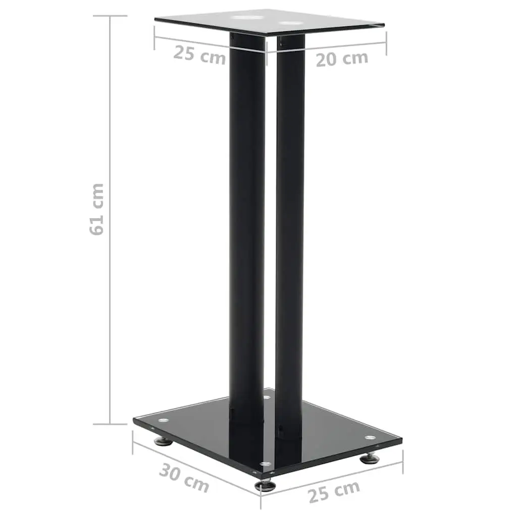 Speaker Stands Pair Tempered Glass Pillars Modern Audio Support Black 2pcs