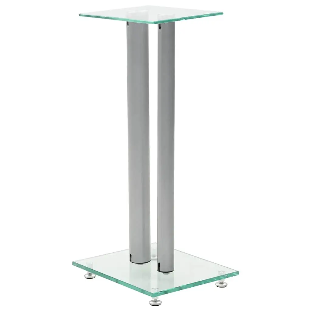 Silver Glass Pillar Speaker Stands