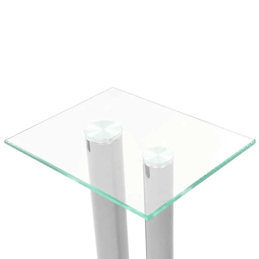 Silver Glass Pillar Speaker Stands