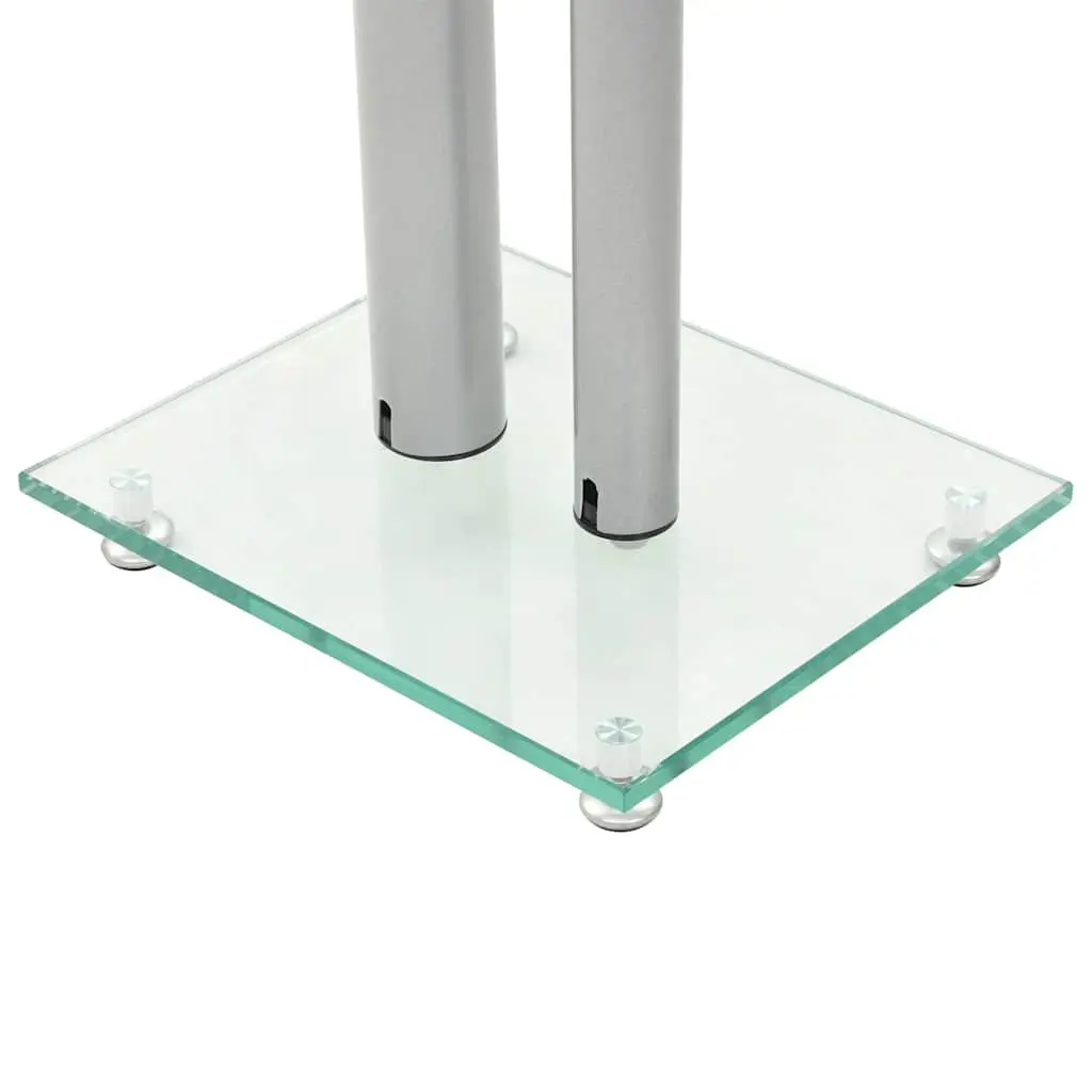 Silver Glass Pillar Speaker Stands