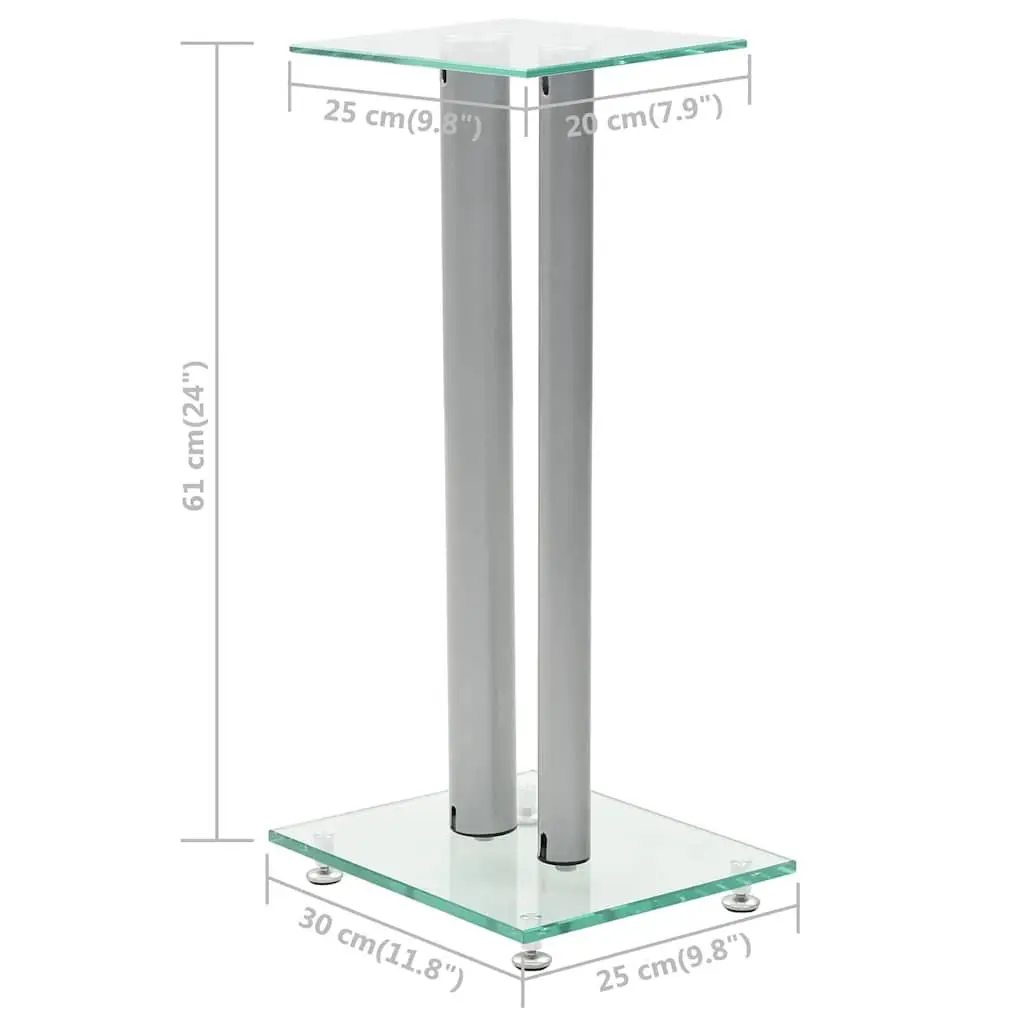Silver Glass Pillar Speaker Stands