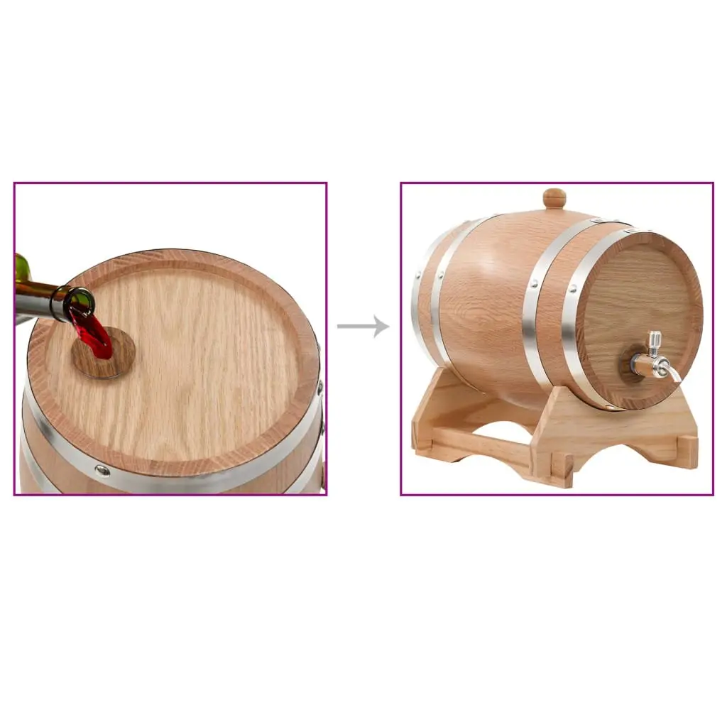 Wine Barrel with Tap Solid Oak Wood 6L Home Bar Dispenser Rustic Decor