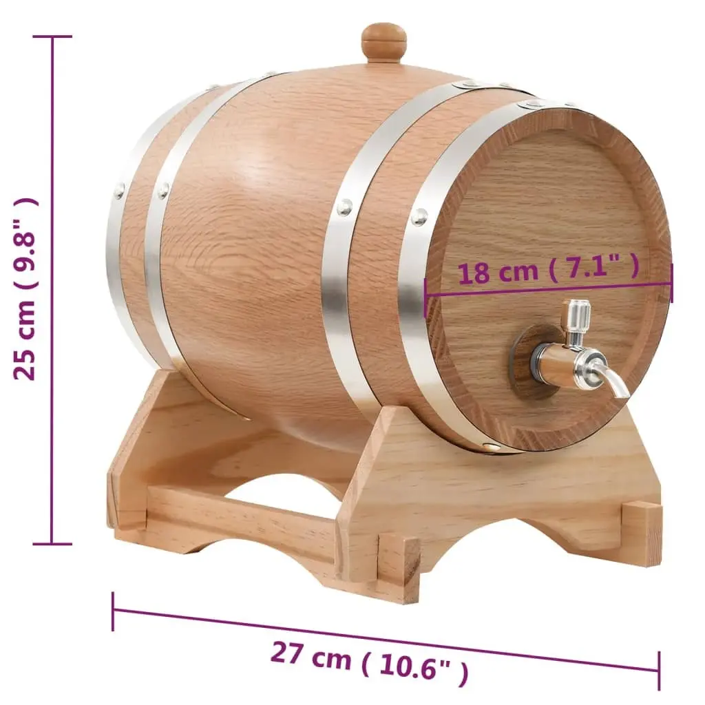 Wine Barrel with Tap Solid Oak Wood 6L Home Bar Dispenser Rustic Decor