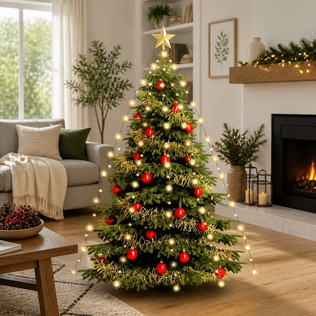 Christmas Tree Net Lights 210 LEDs White Bright Decoration Indoor Outdoor