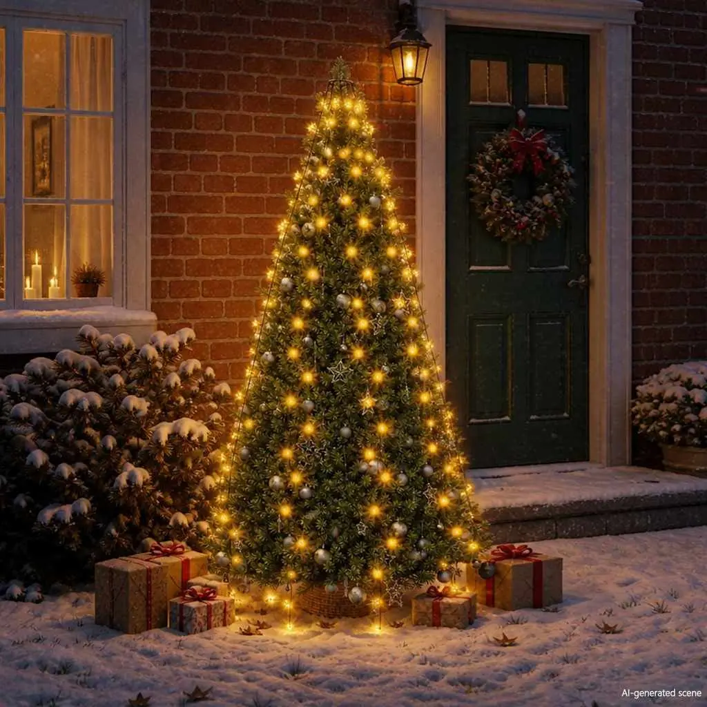 Christmas Tree Net Lights Indoor Outdoor 210 LEDs White