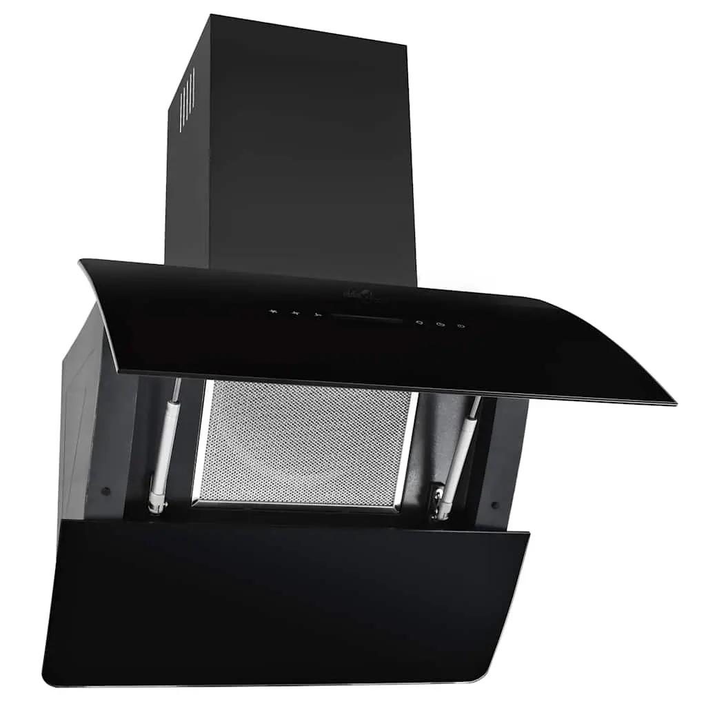 Wall Mounted Range Hood 60cm Black Stainless Steel Kitchen Extractor Fan 756m³/h
