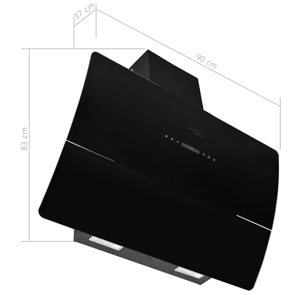 Wall Mounted Range Hood Kitchen 90cm Stainless Steel Black