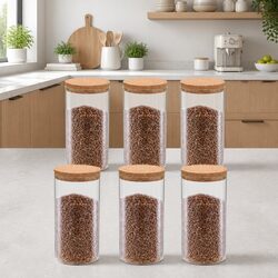 1100ml Glass Storage Jars with Cork Lids – 6 Count Set
