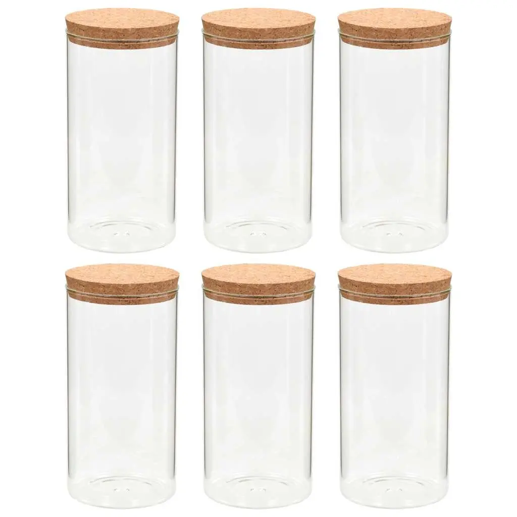 Glass Storage Jars for Kitchen 1100ml Set of 6 Transparent