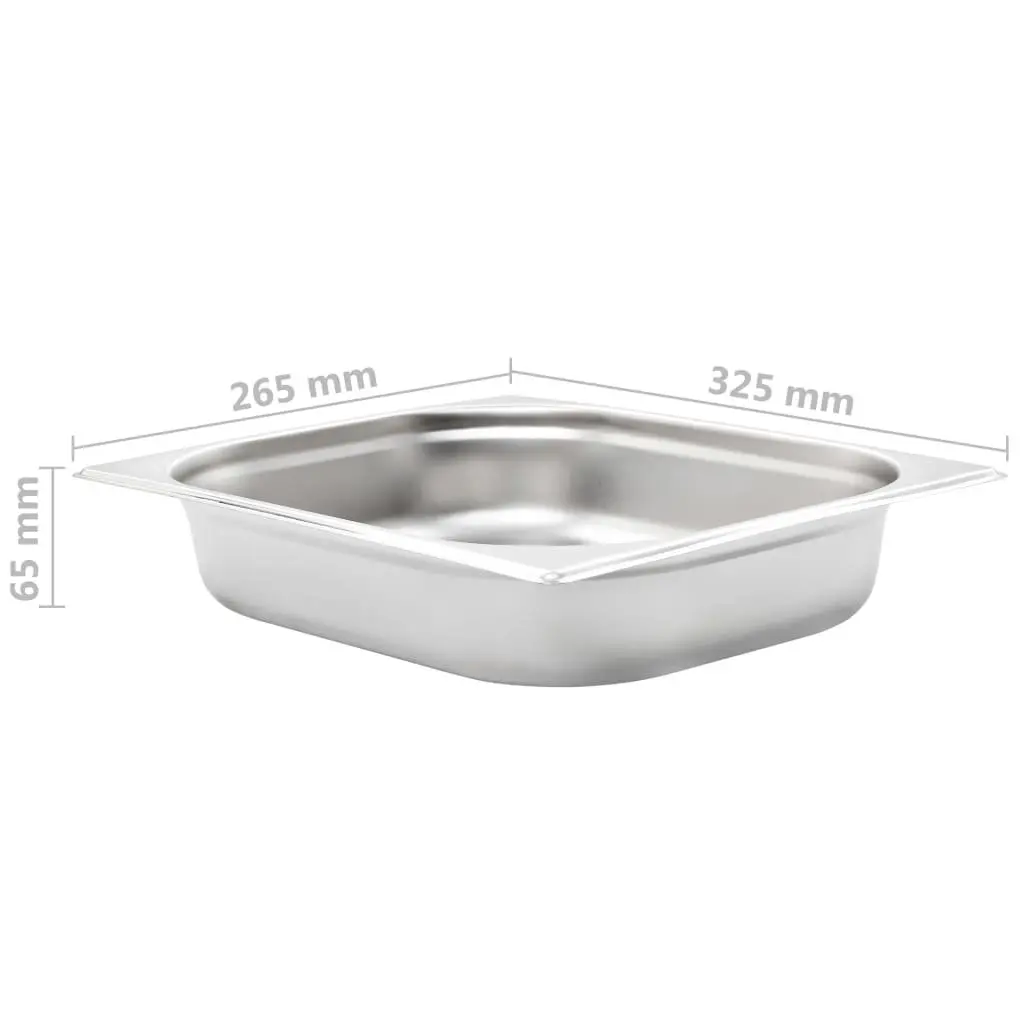Gastronorm Containers 4 pcs GN 1/2 65 mm Stackable Steam Table Pans Silver