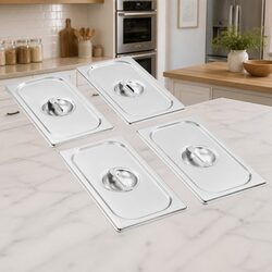 GN 1/3 Stainless Steel Pan Lids - Set of 4