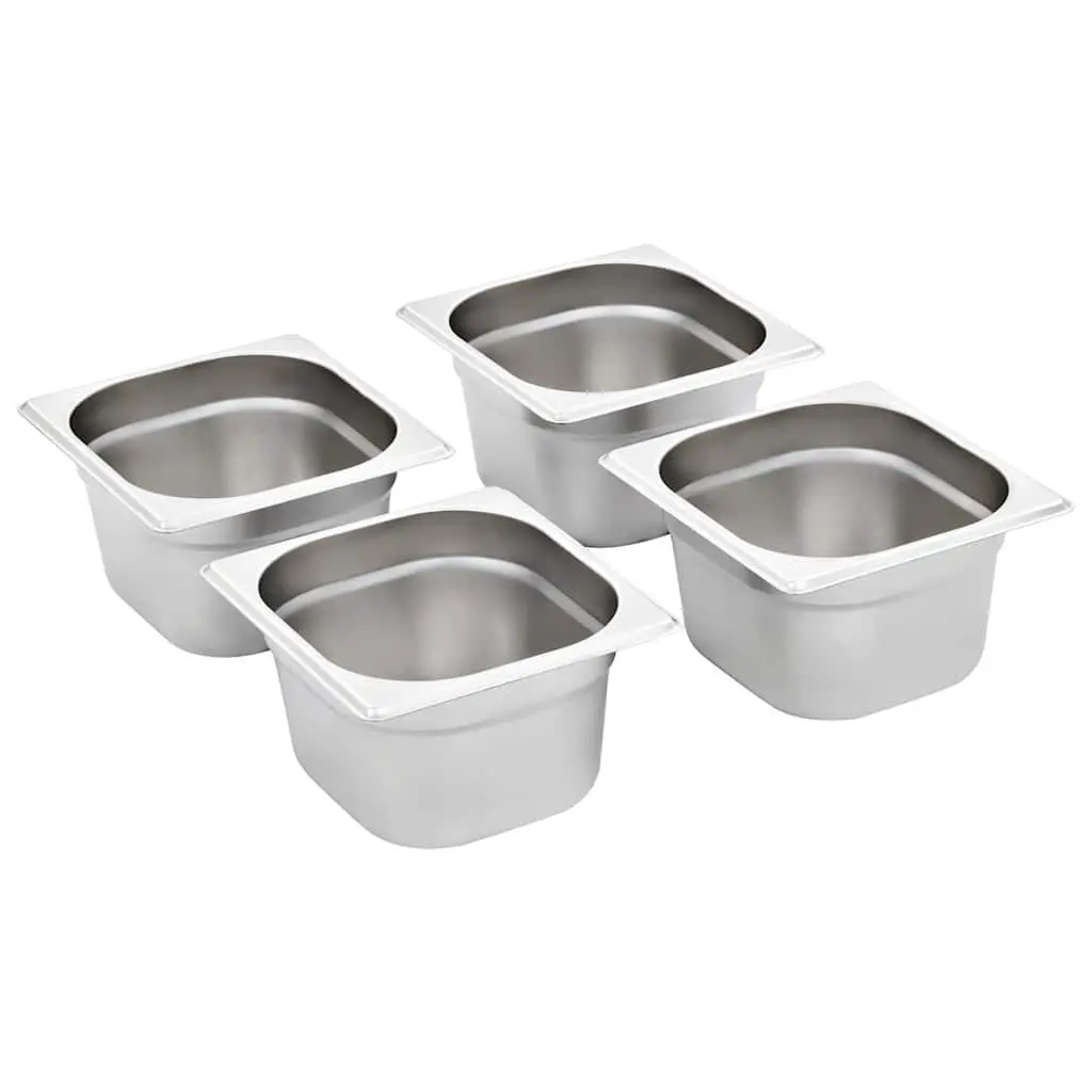 Gastronorm Containers for Kitchen 100 mm Set of 12 Stackable Steam Table Pans Silver