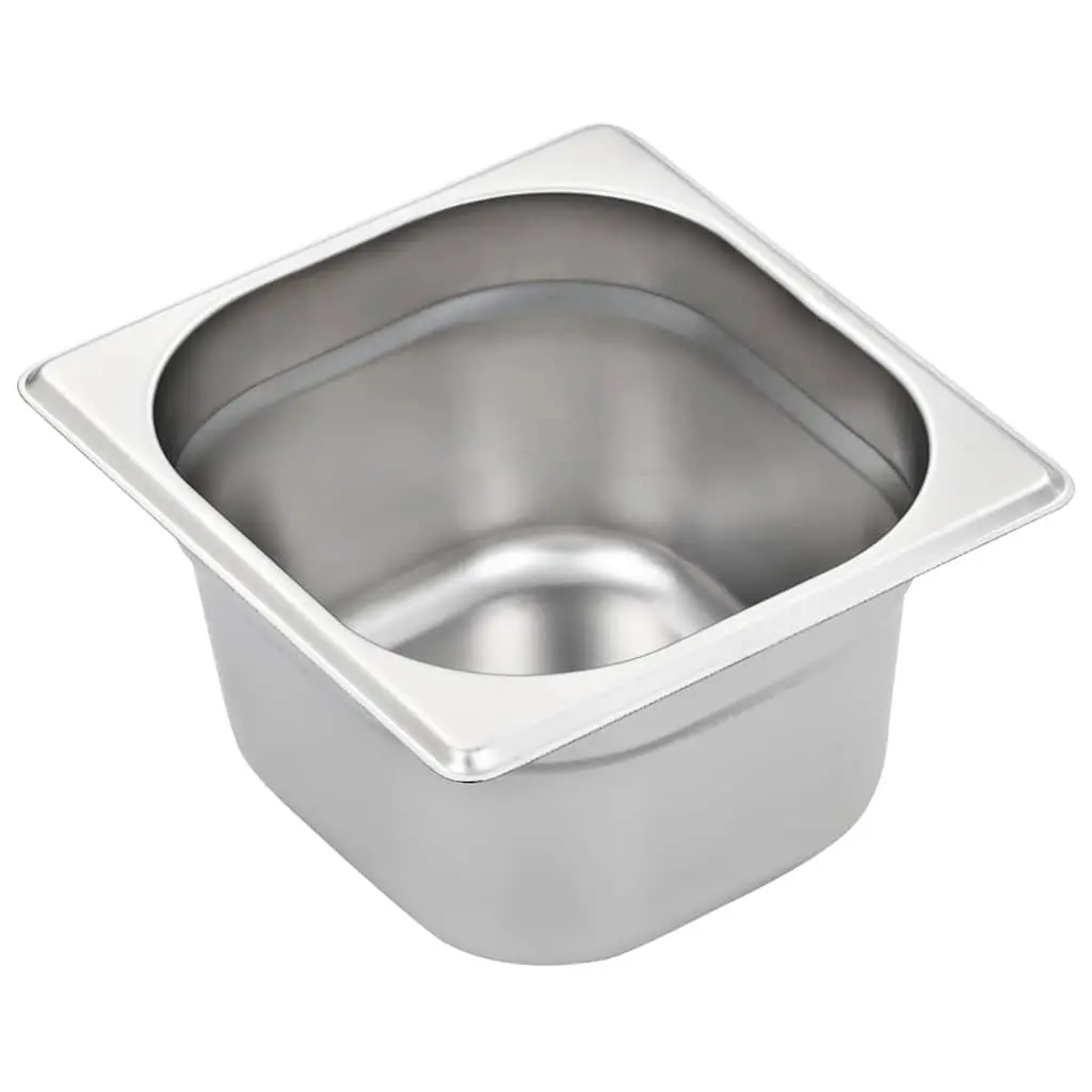 Gastronorm Containers for Kitchen 100 mm Set of 12 Stackable Steam Table Pans Silver