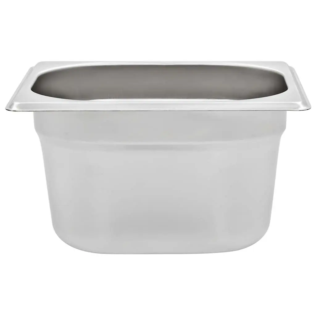 Gastronorm Containers for Kitchen 100 mm Set of 12 Stackable Steam Table Pans Silver