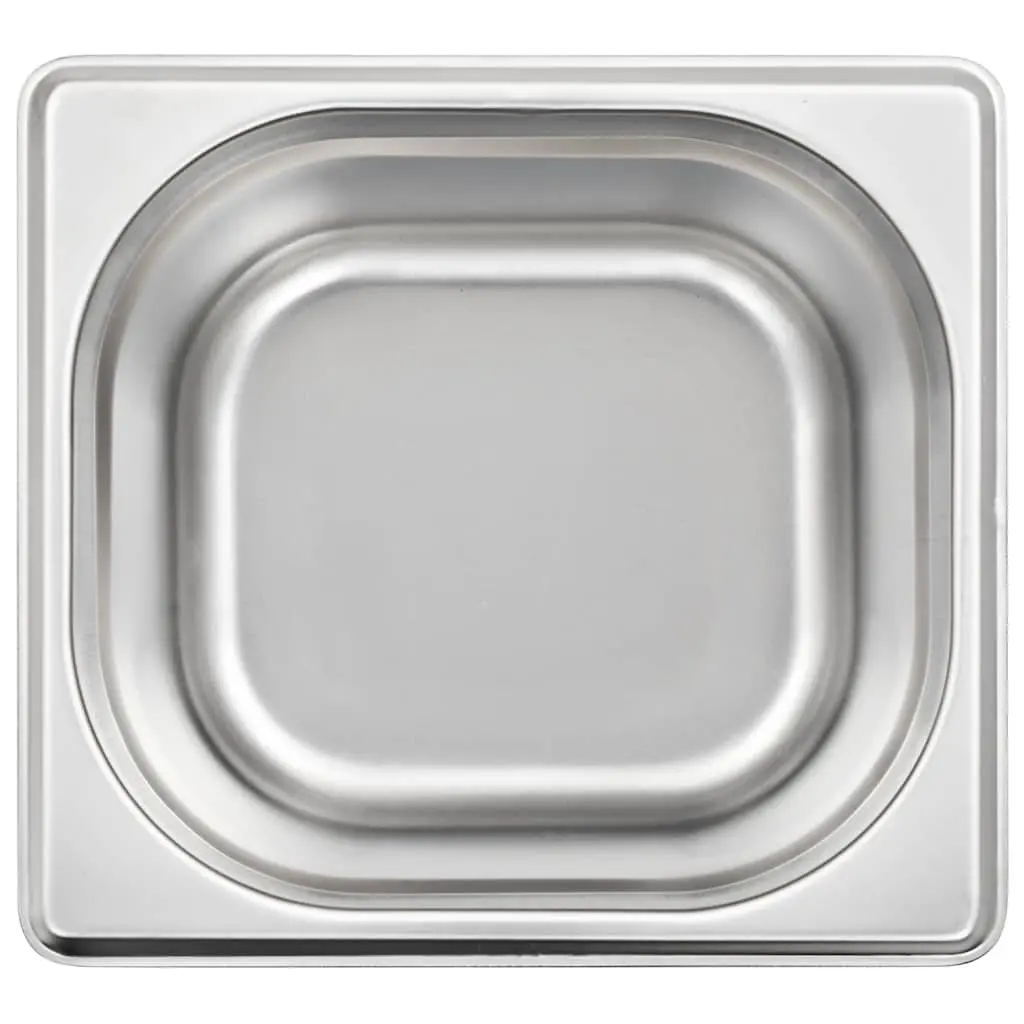 Gastronorm Containers for Kitchen 100 mm Set of 12 Stackable Steam Table Pans Silver