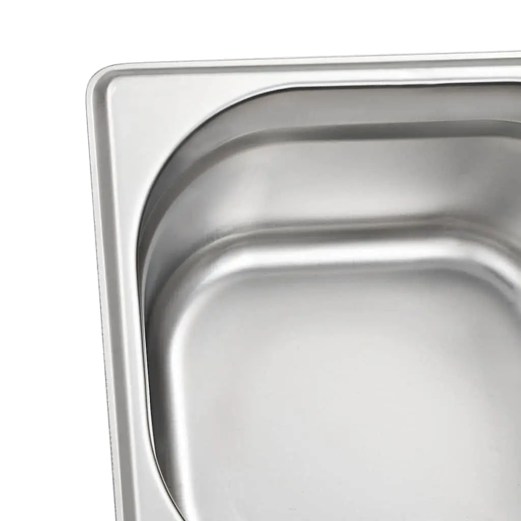 Gastronorm Containers for Kitchen 100 mm Set of 12 Stackable Steam Table Pans Silver